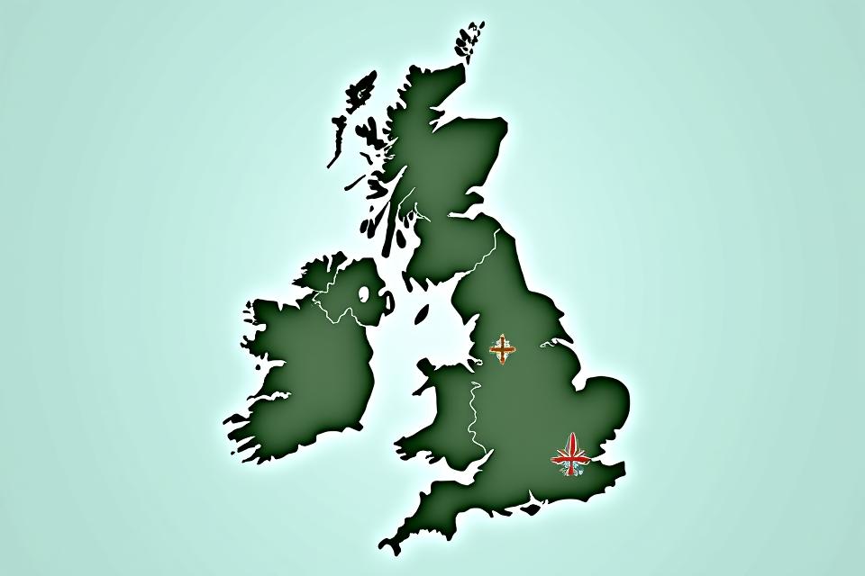 Stylized topographical map of the UK highlighting premier fly fishing rivers and lakes, with small pins indicating hot spots.