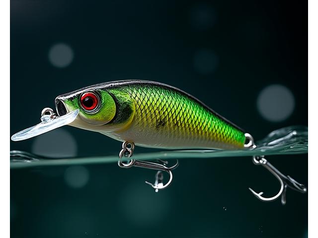 Close-up of a meticulously crafted Serpent Scale fishing lure, ready for action